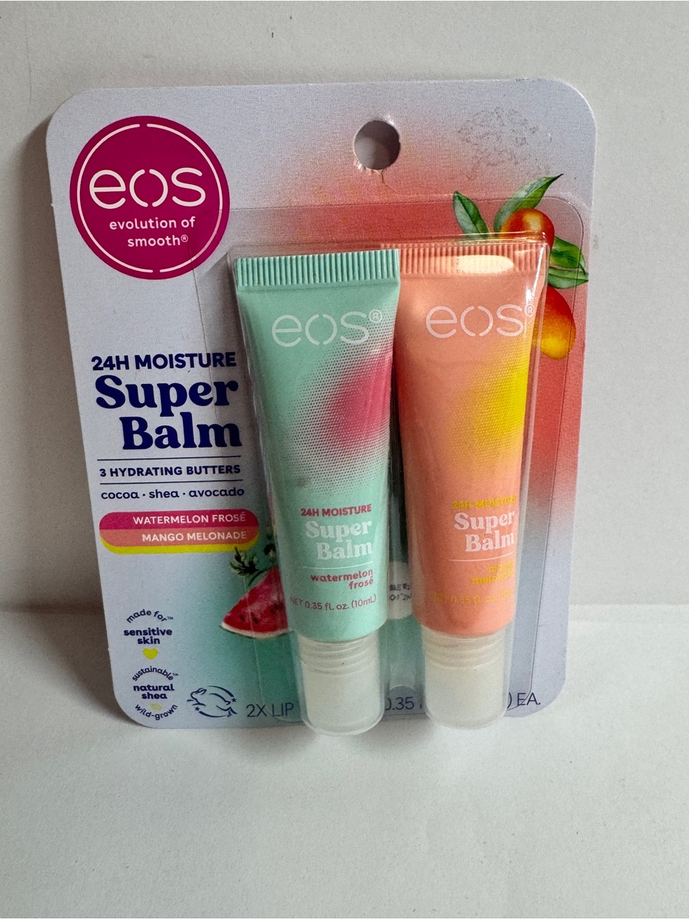 eos Super Balm 24H Moisture Lip Balm Duo - Watermelon Frose & Mango Melonade
